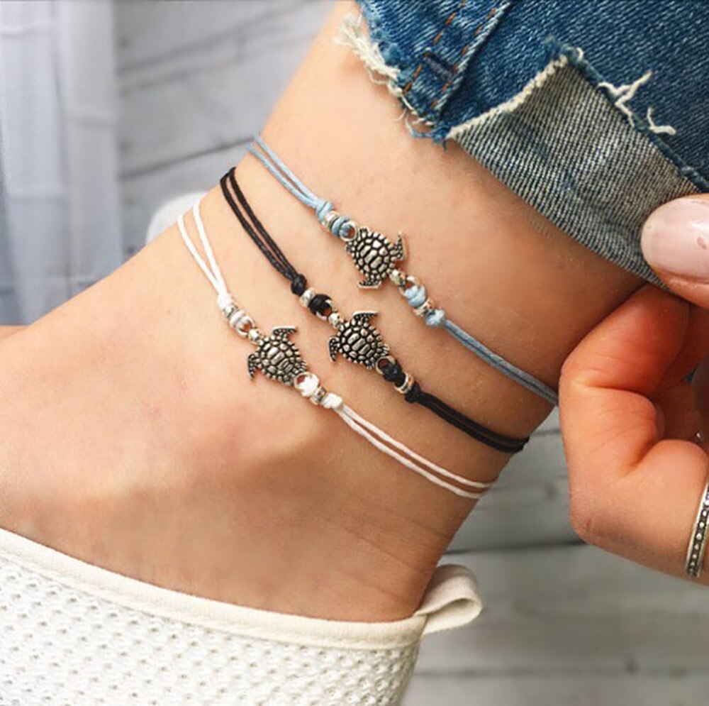 The Baby Turtle Anklet Trio