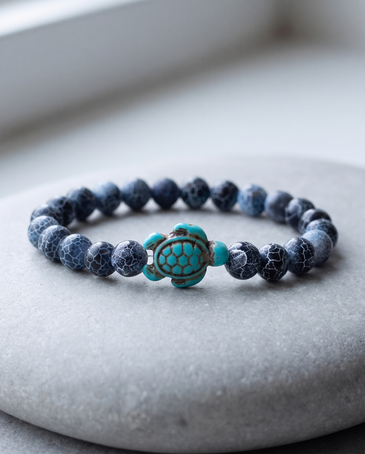 Deep Blue Bracelet on grey stone