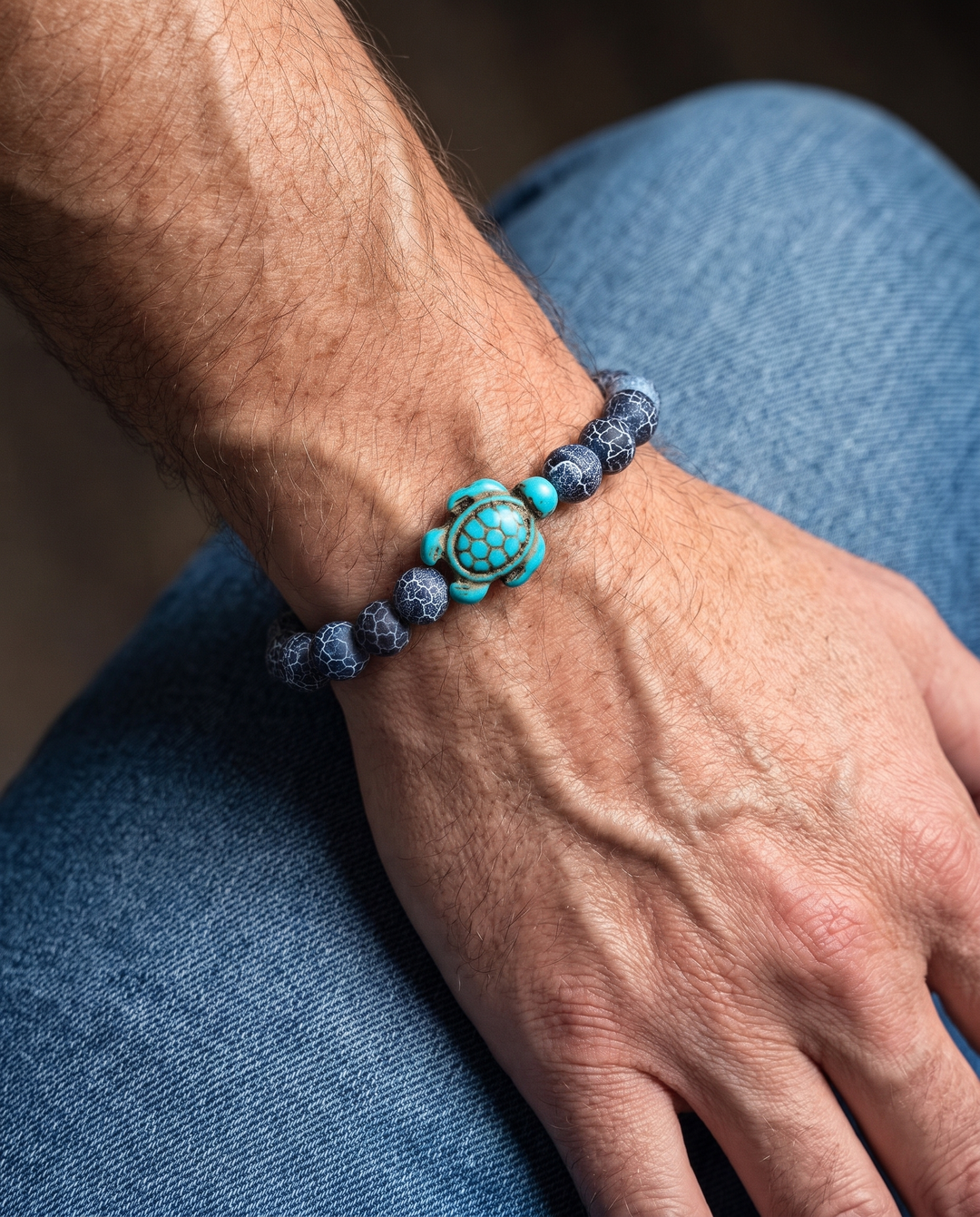 Deep Blue Bracelet worn on the wrist