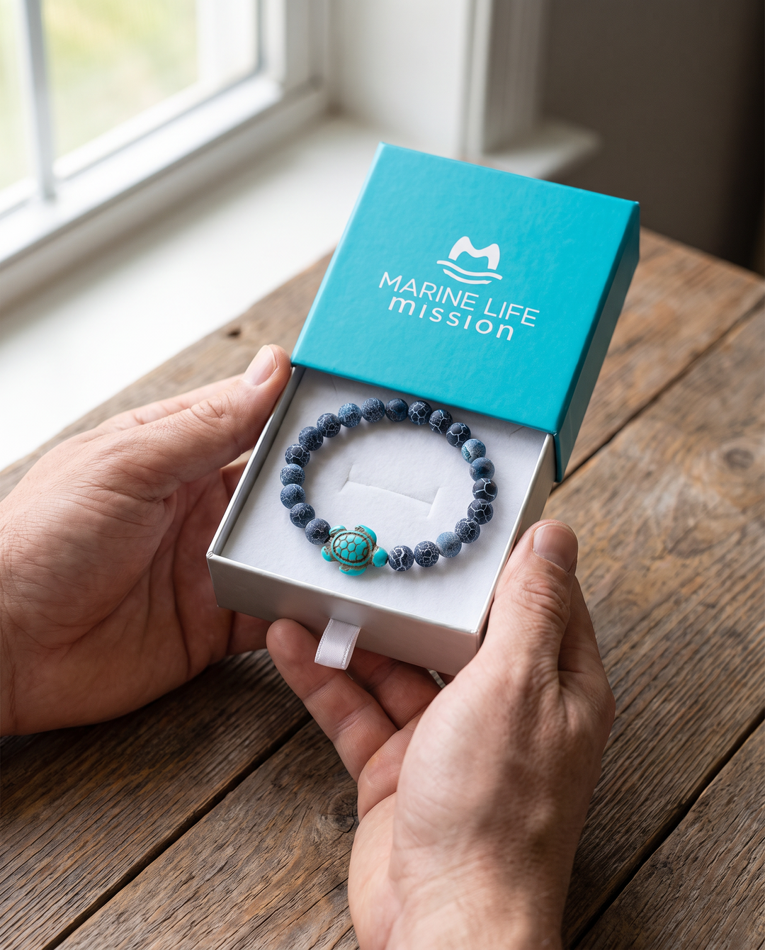 Deep Blue Bracelet in the Marine Life Mission gift box