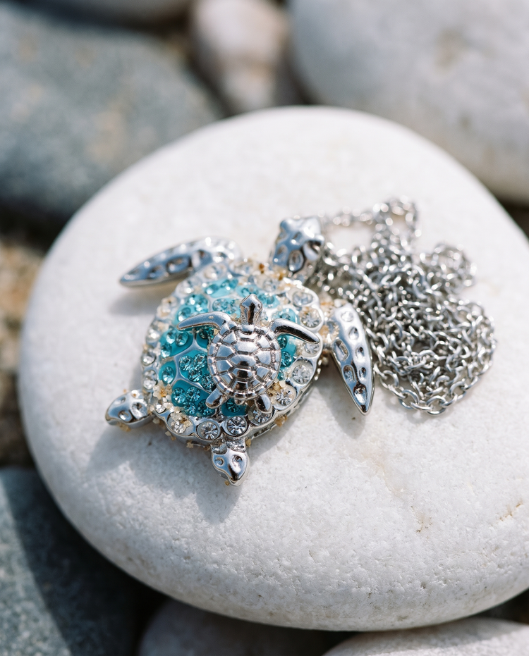 Mother and Baby Necklace on a beach pebble